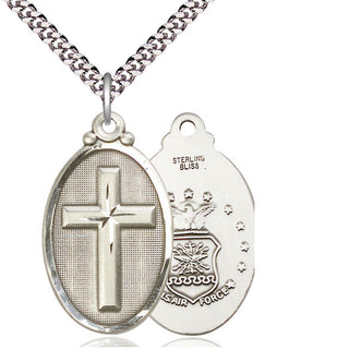 Sterling Silver Cross Air Force Medal Catholic Jewelry