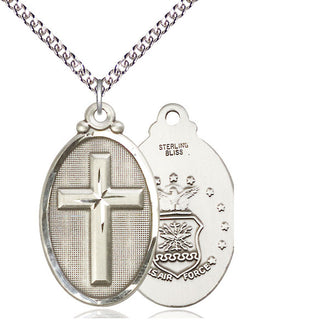 Sterling Silver Cross Air Force Medal Catholic Jewelry