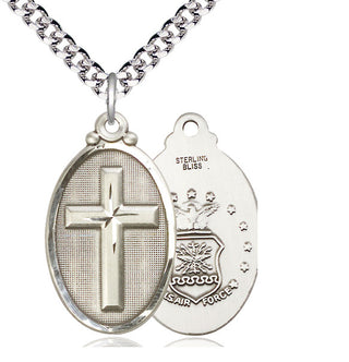 Sterling Silver Cross Air Force Medal Catholic Jewelry