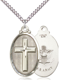 Sterling Silver Cross Army Medal Catholic Jewelry