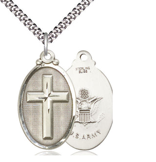 Sterling Silver Cross Army Medal Catholic Jewelry