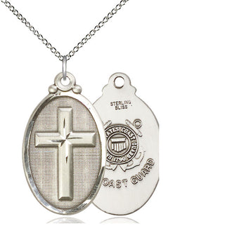 Sterling Silver Cross Coast Guard Medal Catholic Jewelry