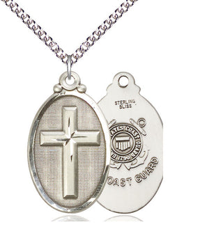 Sterling Silver Cross Coast Guard Medal Catholic Jewelry