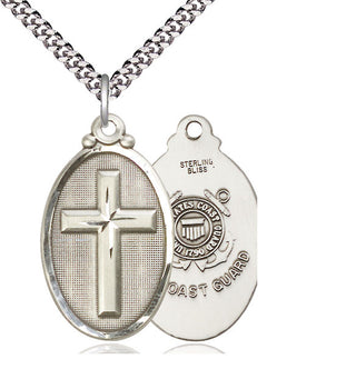 Sterling Silver Cross Coast Guard Medal Catholic Jewelry