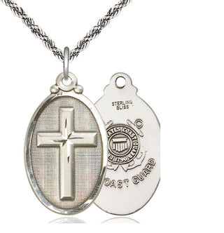 Sterling Silver Cross Coast Guard Medal Catholic Jewelry