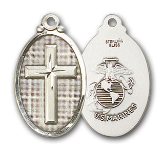 Sterling Silver Cross / Marines Pendant