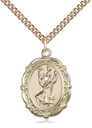 14kt Gold Filled Saint Christopher Medal Catholic Jewelry