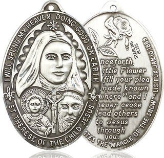 Sterling Silver Saint Therese of the Child of Jesus Medal Catholic Jewelry