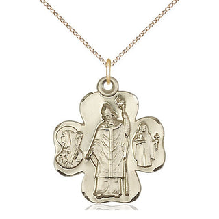 14kt Gold Filled Irish Shamrock Medal Catholic Jewelry