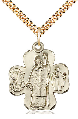 14kt Gold Filled Irish Shamrock Medal Catholic Jewelry