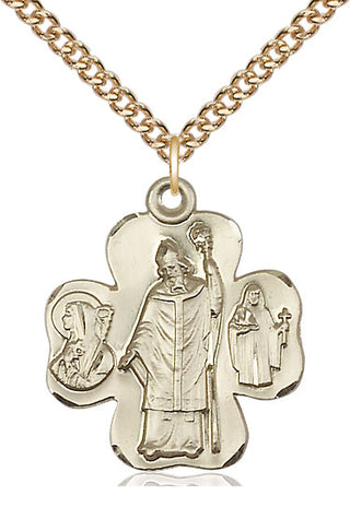 14kt Gold Filled Irish Shamrock Medal Catholic Jewelry