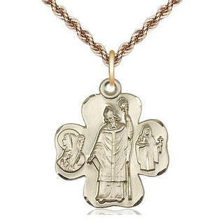 14kt Gold Filled Irish Shamrock Medal Catholic Jewelry