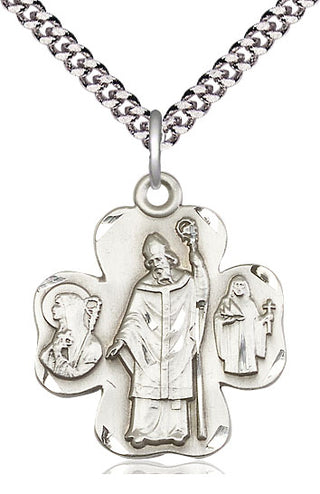 Sterling Silver Irish Shamrock Medal Catholic Jewelry