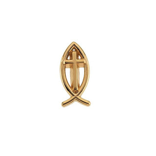14K Gold Fish with Cross Lapel Pin