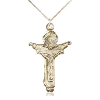 14kt Gold Filled Trinity Crucifix Medal Catholic Jewelry