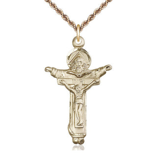 14kt Gold Filled Trinity Crucifix Medal Catholic Jewelry