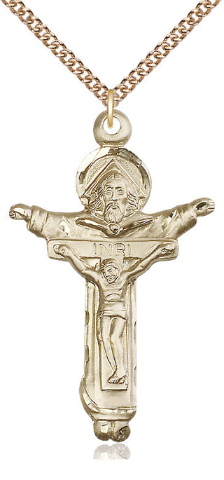 14kt Gold Trinity Crucifix Medal