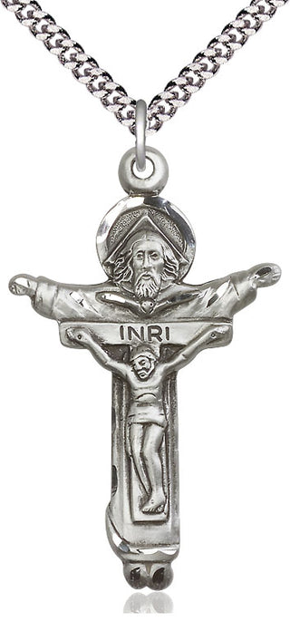 Pewter Trinity Crucifix Medal Catholic Jewelry