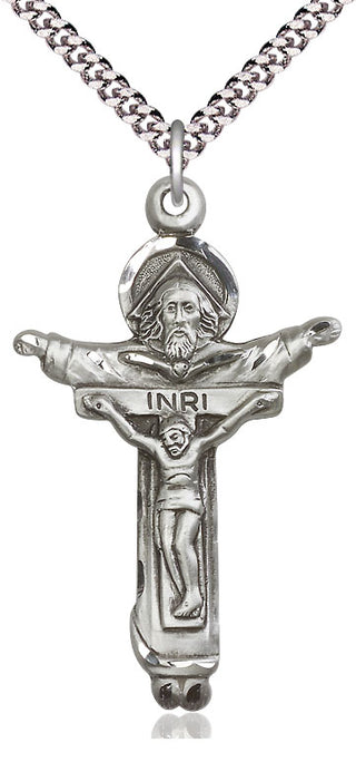 Sterling Silver Trinity Crucifix Medal Catholic Jewelry