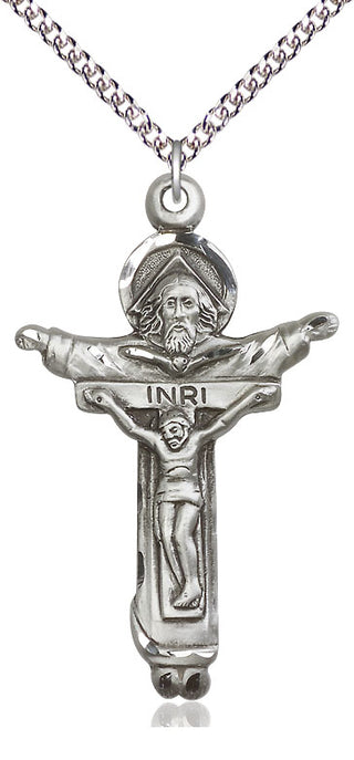 Sterling Silver Trinity Crucifix Medal Catholic Jewelry