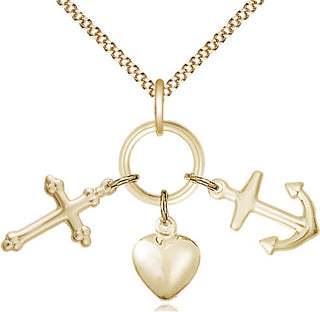 14kt Gold Filled Faith, Hope & Charity Medal Religious Jewelry