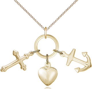 14kt Gold Filled Faith, Hope & Charity Medal Religious Jewelry