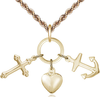 14kt Gold Filled Faith, Hope & Charity Medal Religious Jewelry