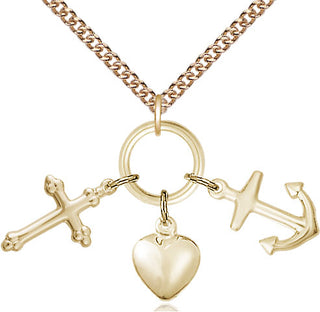 14kt Gold Faith, Hope & Charity Medal