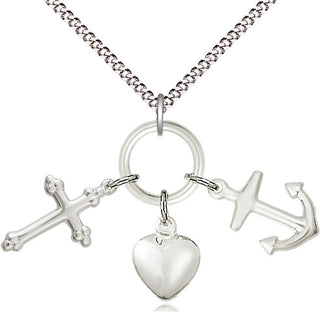 Pewter Faith, Hope & Charity Medal Religious Jewelry