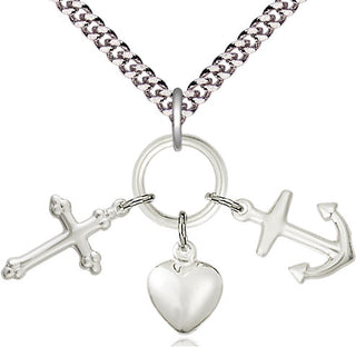 Pewter Faith, Hope & Charity Medal Religious Jewelry