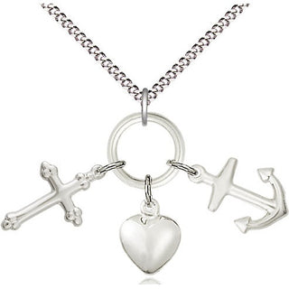 Sterling Silver Faith, Hope & Charity Medal Religious Jewelry