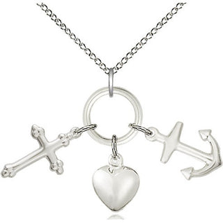 Sterling Silver Faith, Hope & Charity Medal Religious Jewelry