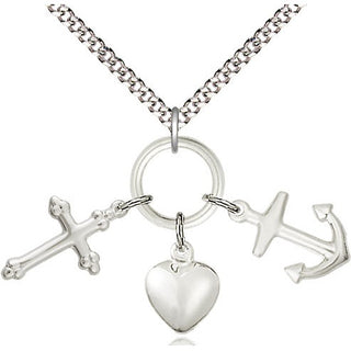 Sterling Silver Faith, Hope & Charity Medal Religious Jewelry