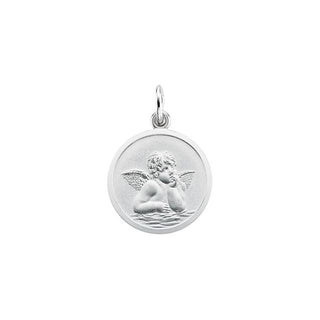 14K White 18 mm Angel Medal