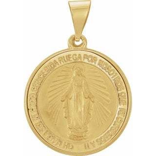14K Yellow 18 mm Hollow Round Spanish Miraculous Medal