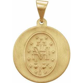 14K Yellow 18 mm Hollow Round Spanish Miraculous Medal