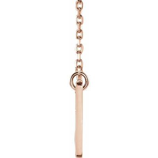 14K Rose .025 CTW Natural Diamond Engravable Cross 16-18" Necklace    