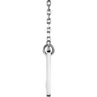 14K White .025 CTW Natural Diamond Engravable Cross 16-18" Necklace    