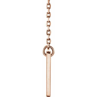 14K Rose Engravable Pierced Cross Bar 16-18" Necklace