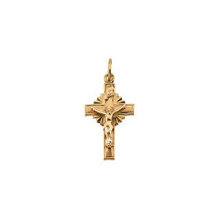 14K Yellow 15x10 mm Hollow Crucifix Pendant