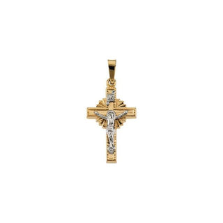 14K Yellow/White 19x13 mm Hollow Crucifix Pendant