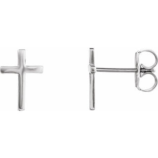 Platinum 10 mm Cross Earrings