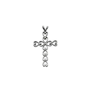 Platinum 30x21 mm Heart Cross Pendant