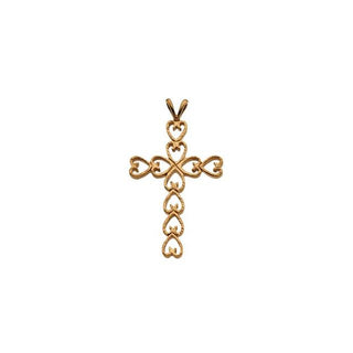 14K Yellow 30x21 mm Heart Cross Pendant