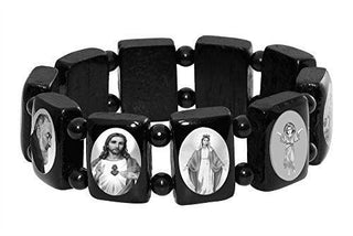 Holy Saint Stretch Bracelet - Black Wood - B/W pictures