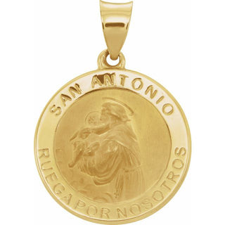 14K Yellow 18 mm Round Hollow Spanish Saint Anthony Medal 