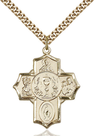 14kt Gold Filled 5-Way Medal Catholic Jewelry