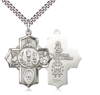 Sterling Silver 5-Way Medal Catholic Jewelry