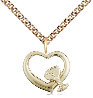14kt Gold Filled Heart / Chalice Medal Religious and Catholic Jewelry