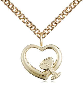 14kt Gold Filled Heart / Chalice Medal Religious and Catholic Jewelry